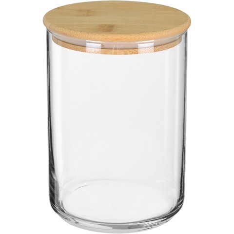Pote Porta Mantimentos Home&co Tampa Bambu Vidro 750ml 14x10x10cm Transparente