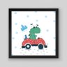 Quadro Infantil Dino I - 20x20cm - Moldura Caixa Preto - 1