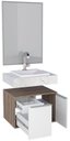 Ver imagem 1 de Conjunto Espelho Bisotê + Bancada em Porcelanato + Gabinete 100% MDF Com Gaveta Dupla Puxadores em A