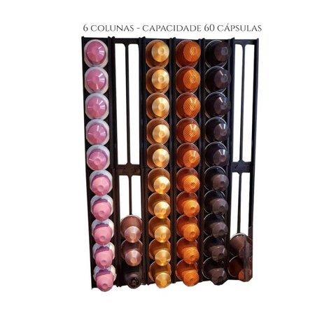 Suporte Porta Cápsulas Nespresso Para Parede - 60 Capsulas - Toque 3D- Cor Preto