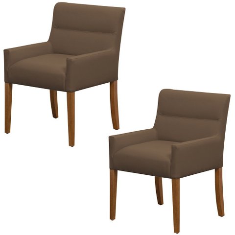 Kit 2 Cadeiras para Mesa de Jantar Angel Base Madeira Corano Marrom - Nexta Casa