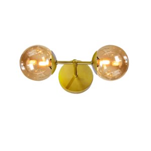 Arandela Moderna Jabuticaba Dourada 2 Globos Bola de Vidro - ÂMBAR