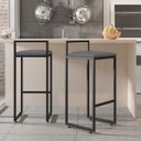 Ver imagem 2 de Banqueta Alta Industrial Quadrada com Encosto Cinza