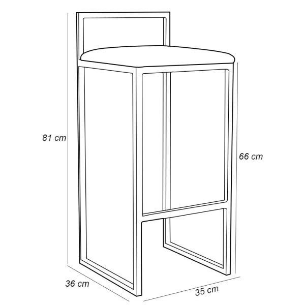 Banqueta Alta Industrial Quadrada com Encosto Cinza - 6