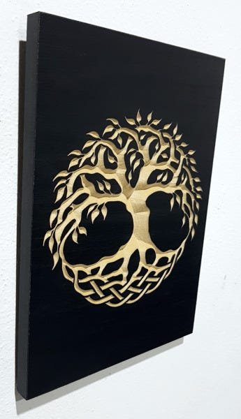 Quadro Decorativo Entalhado em Madeira - P - Árvore da Vida - 2
