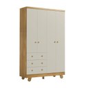 Ver imagem 2 de Guarda-Roupa Infantil 4 Portas 3 Gavetas 100% MDF 122cm Levy Espresso Móveis Bege/Amêndoa/Off White