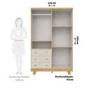 Ver imagem 3 de Guarda-Roupa Infantil 4 Portas 3 Gavetas 100% MDF 122cm Levy Espresso Móveis Bege/Amêndoa/Off White