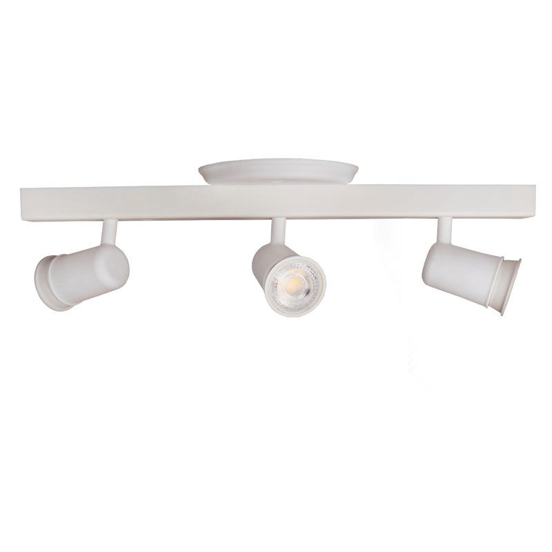 Trilho Eletrificado 3 Spot Led Gu10 Mr16 Canopla Tampa Cor:branco