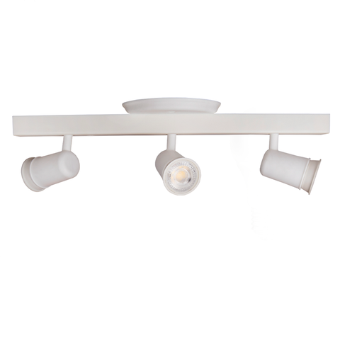 Trilho Eletrificado 3 Spot Led Gu10 Mr16 Canopla Tampa Cor:branco