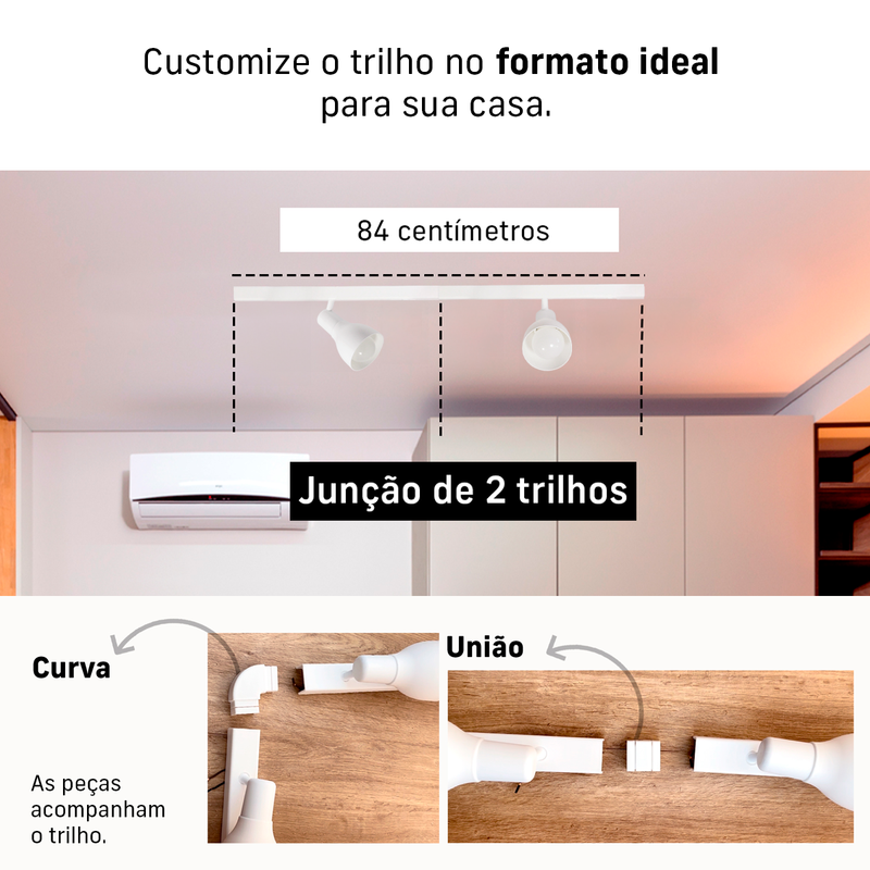 Trilho Eletrificado 3 Spot Led Gu10 Mr16 Canopla Tampa Cor:branco - 7