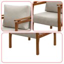 Ver imagem 7 de Kit 4 Poltrona Sala Decorativa Dallas Estofada Linho Bege Base Madeira Castanho - Arkell