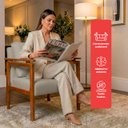 Ver imagem 4 de Kit 4 Poltrona Sala Decorativa Dallas Estofada Linho Bege Base Madeira Castanho - Arkell