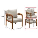 Ver mais imagens de Kit 4 Poltrona Sala Decorativa Dallas Estofada Linho Bege Base Madeira Castanho - Arkell