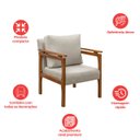 Ver imagem 5 de Kit 4 Poltrona Sala Decorativa Dallas Estofada Linho Bege Base Madeira Castanho - Arkell
