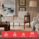 Ver imagem 3 de Kit 4 Poltrona Sala Decorativa Dallas Estofada Linho Bege Base Madeira Castanho - Arkell