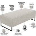 Ver imagem 3 de Puff Decorativo Sala de Estar Bali W01 Base Ferro 120x50 cm Bouclê Creme - Lyam Decor