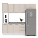Ver imagem 5 de Cozinha Amara 4 Peças 240x224,5cm Armários Aéreos Paneleiro Balcão Rodapé Branco/Creme 250084