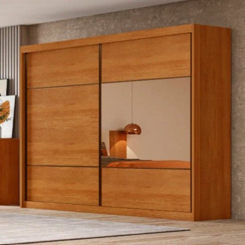 Guarda Roupa Casal 2 Portas 6 Gavetas 100% MDF com Espelho Blumenau Marrom/Cinamomo