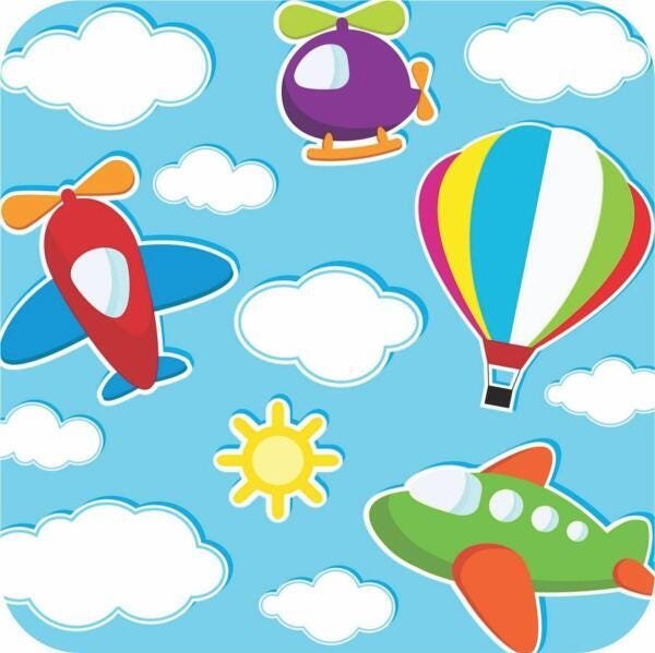 Papel De Parede Infantil Céu Nuvens A396 Adesivo Fosco 3m - 1