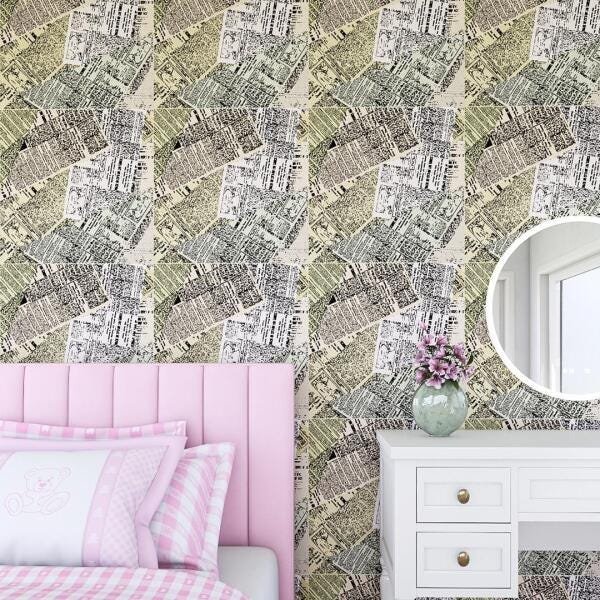 Papel De Parede Adesivo Lavável Jornal 0002 - 2M X 58Cm - 1
