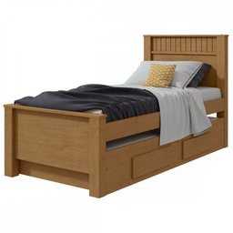 Cama de Solteiro Athenas com Auxiliar Amêndoa Clean - Móveis Lopas - 2