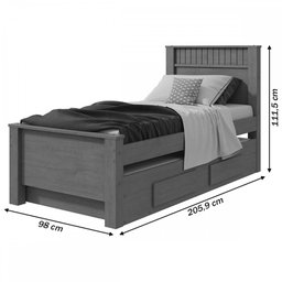 Cama de Solteiro Athenas com Auxiliar Amêndoa Clean - Móveis Lopas - 3