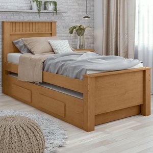 Cama de Solteiro Athenas com Auxiliar Amêndoa Clean - Móveis Lopas