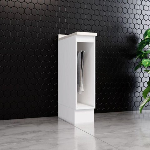 Armário Porta Toalha Americana Henn 20 Cm com Tampo Branco/calcare