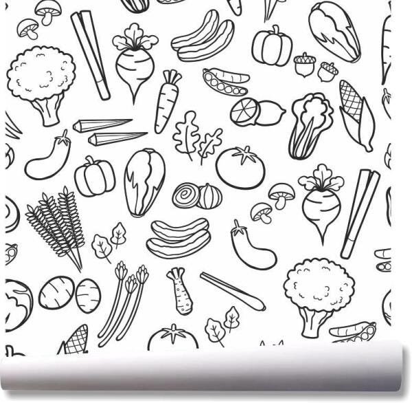Papel De Parede Legumes Cozinha Verduras Kit 02 Rolos A92 - 1