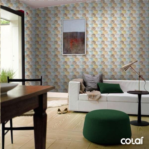 Papel De Parede Adesivo Lavável Cubos Coloridos 3D 12M - 3