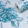 Papel De Parede Vinílico Floral Azul Com Off White - 2