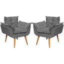 Ver imagem 1 de Kit 2 Poltronas Decorativa para Sala Manicure Recepção Cadeira Confortável Alice Suede Cinza