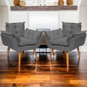 Ver imagem 2 de Kit 2 Poltronas Decorativa para Sala Manicure Recepção Cadeira Confortável Alice Suede Cinza