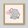 Quadro Infantil Elephant Pink - 30x30cm - Moldura Caixa Madeira - 1