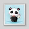 Quadro Infantil Panda Romântico - 30x30cm - Moldura Padrão Branco - 1