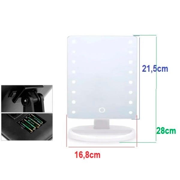 Espelho de Mesa Maquiagem 16 LED Iluminação Camarim Portátil - 5