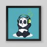 Quadro Infantil Panda Musical - 30x30cm - Moldura Padrão Preto - 1