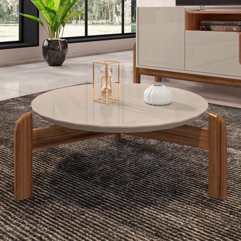Mesa de Centro Julliane Off White/Cedro