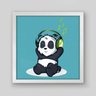 Quadro Infantil Panda Musical - 30x30cm - Moldura Padrão Branco - 1