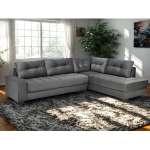 Sofa de Canto Sg Uniao Estofados Veludo Cinza