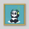 Quadro Infantil Panda Musical - 40x40cm - Moldura Caixa Madeira - 1