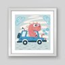 Quadro Infantil Dino Veloz - 20x20cm - Moldura Padrão Branco - 1