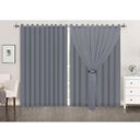 Ver imagem 1 de Cortina Voil Cinza Forro Micro Fibra 4,00x2,70 Ilhós Cromado