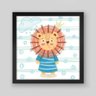 Quadro Infantil Sr Lion - 40x40cm - Moldura Padrão Preto - 1