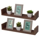 Ver imagem 1 de Kit 2 Prateleiras U 70 x 25cm Nogal Suporte Invisível