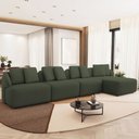 Ver imagem 1 de Sofá 5 Lugares com Chaise Direito Sala Living 328cm Arlo F04 Linho Verde Tc-10056 - Lyam Decor