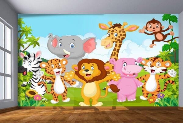 Papel De Parede Infantil Zoo Safari Animais 7,50M² Azs88 - 2