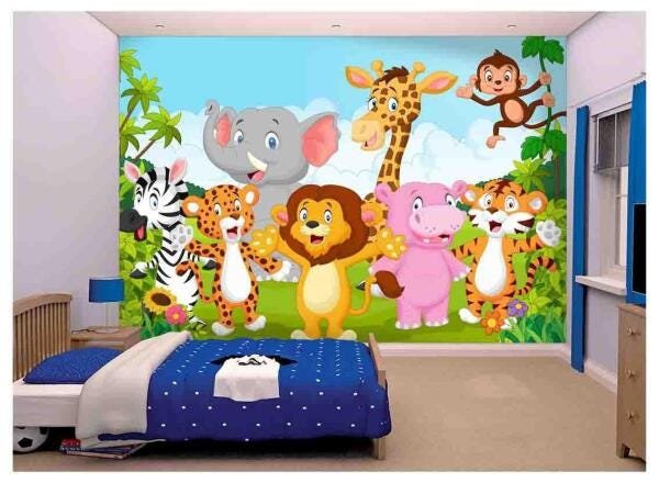 Papel De Parede Infantil Zoo Safari Animais 7,50M² Azs88 - 1