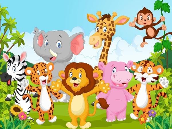 Papel De Parede Infantil Zoo Safari Animais 7,50M² Azs88 - 3