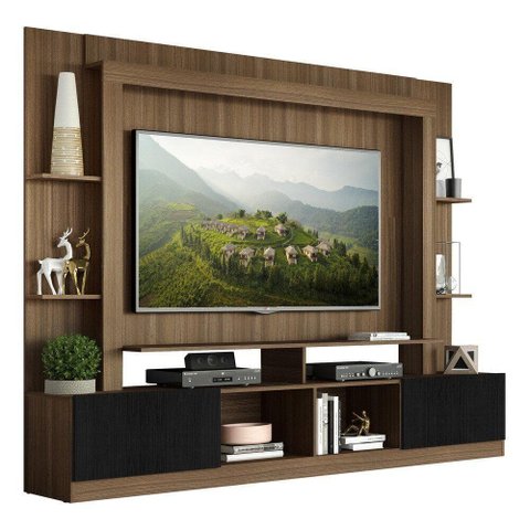 Estante Tv 65" E 2 Portas Oslo Multimóveis V3395 Madeirada/Preta Madeirado/Preto